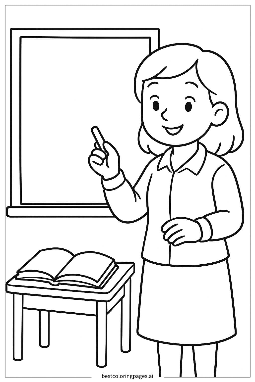 Teacher Writing on a Chalkboard