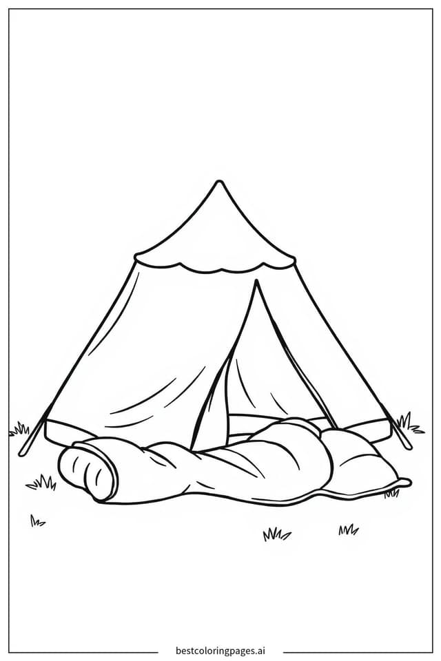 Zelt mit Schlafsack Ausmalbilder