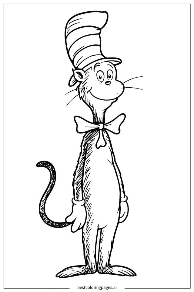 The Cat in the Hat Smiling Coloring Page