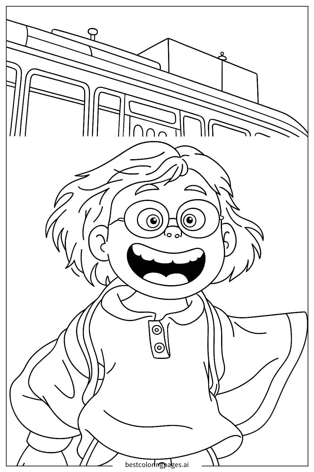 The Girl's Cheerful Smile - Turning Red Coloring Page