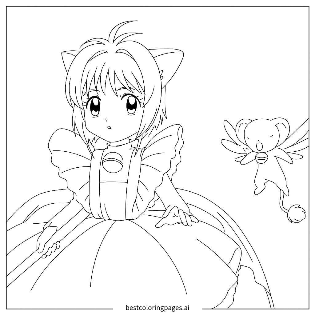 The Little Girl and Her Fairy Friend Coloring Page