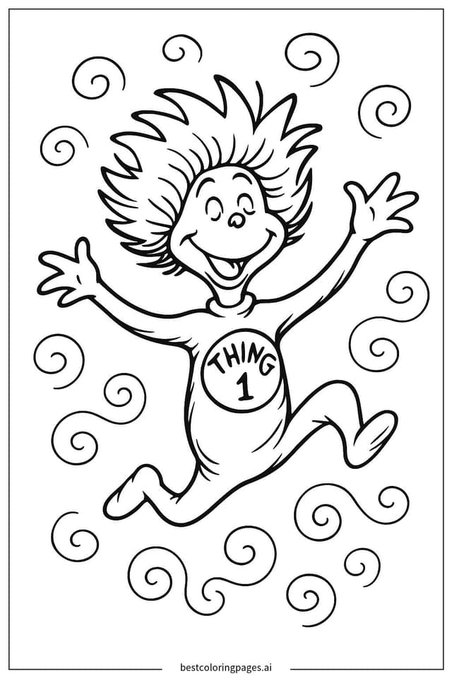 Thing One Jumping Coloring Page