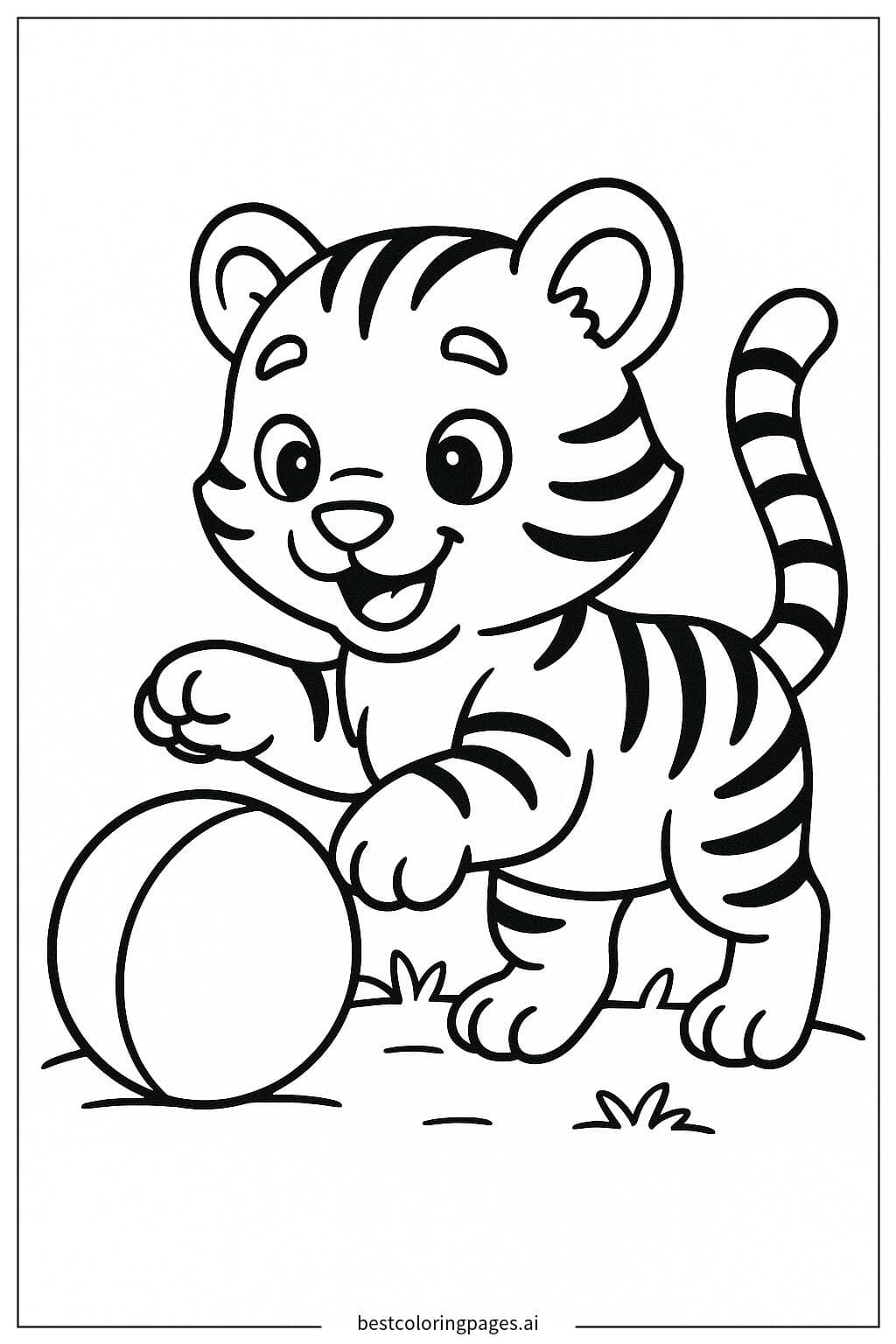 Playful Tiger Cub with Ball
