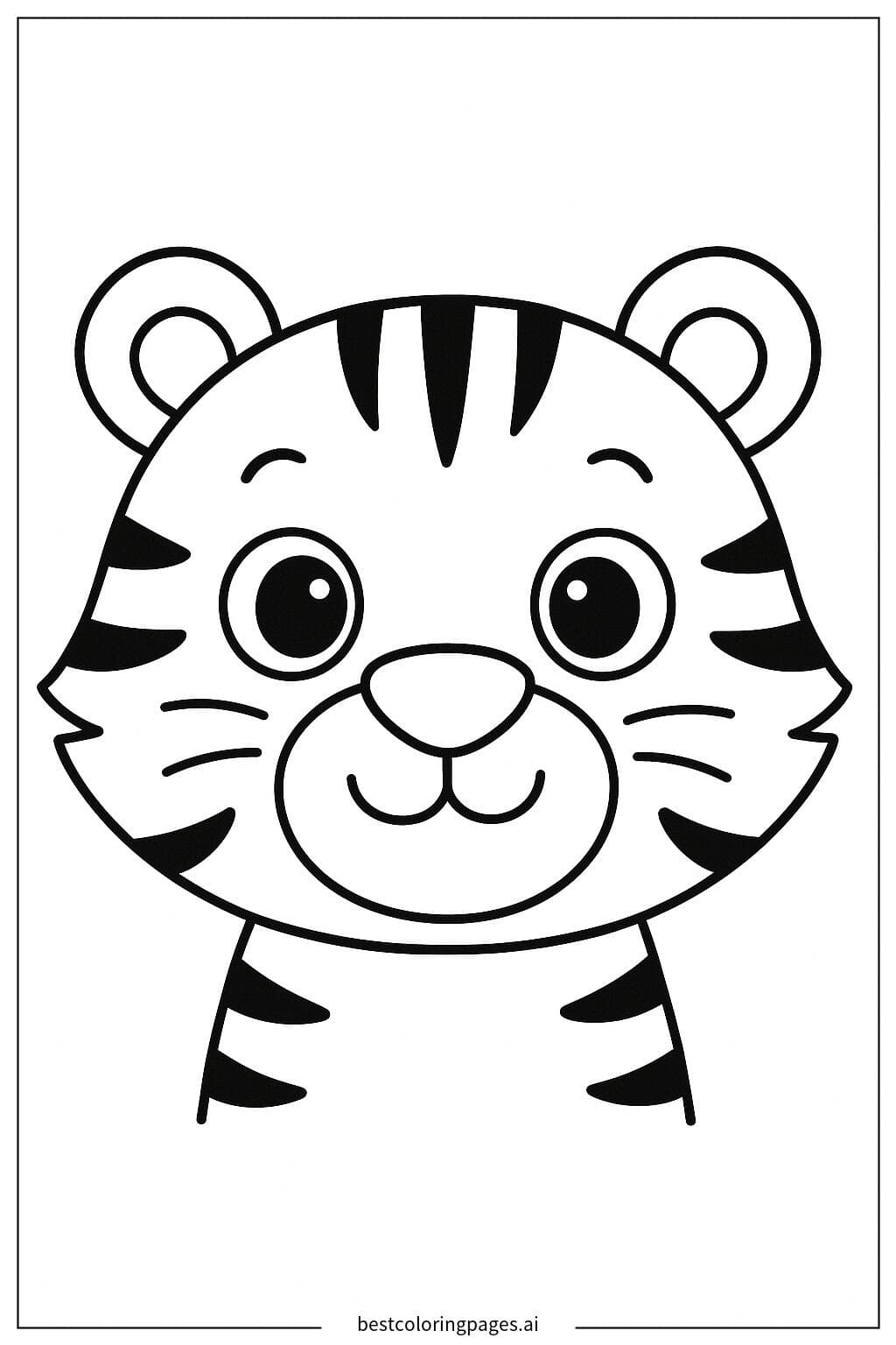 Adorable Tiger Face Close-up Coloring Page