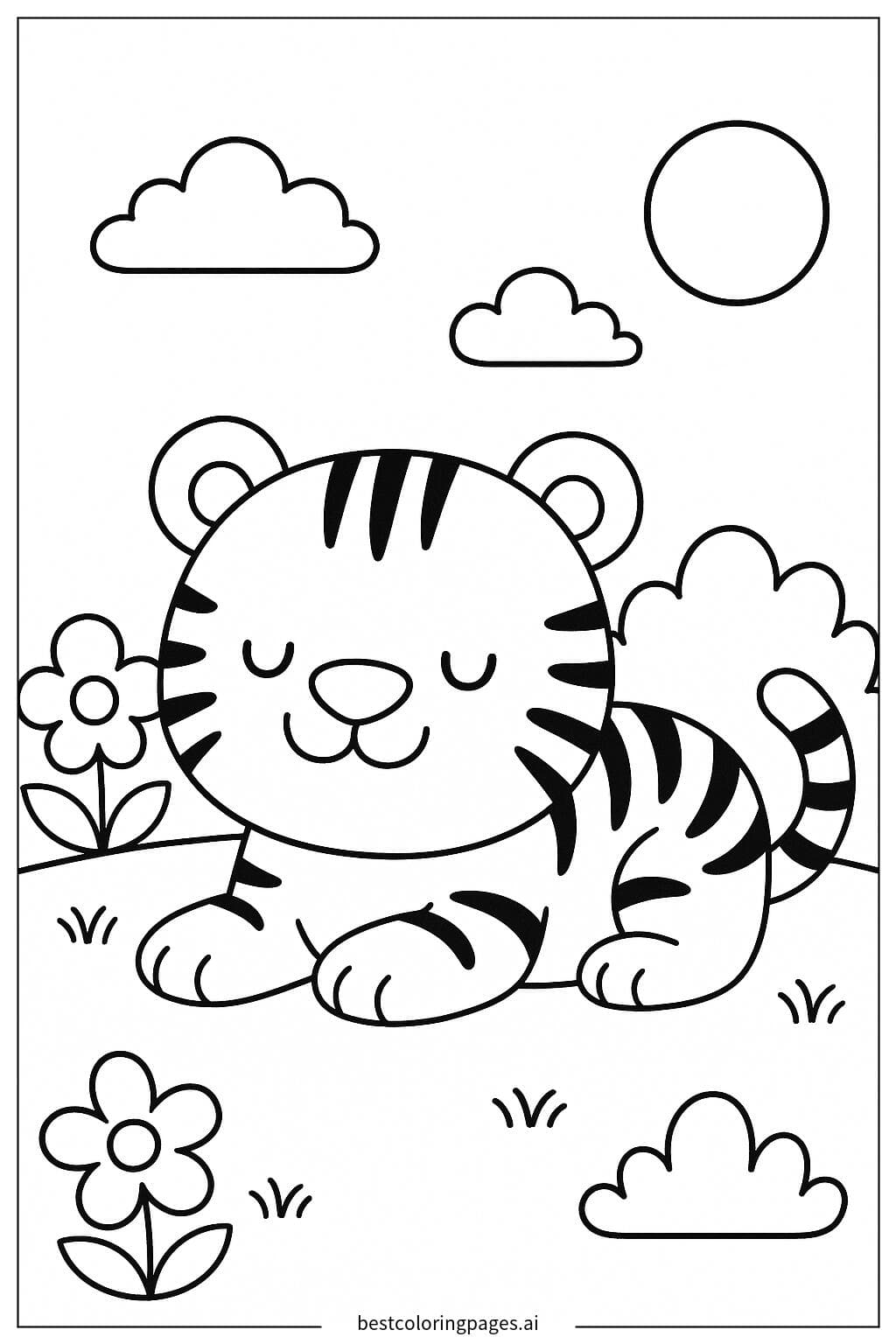 Tiger liegt gemütlich
