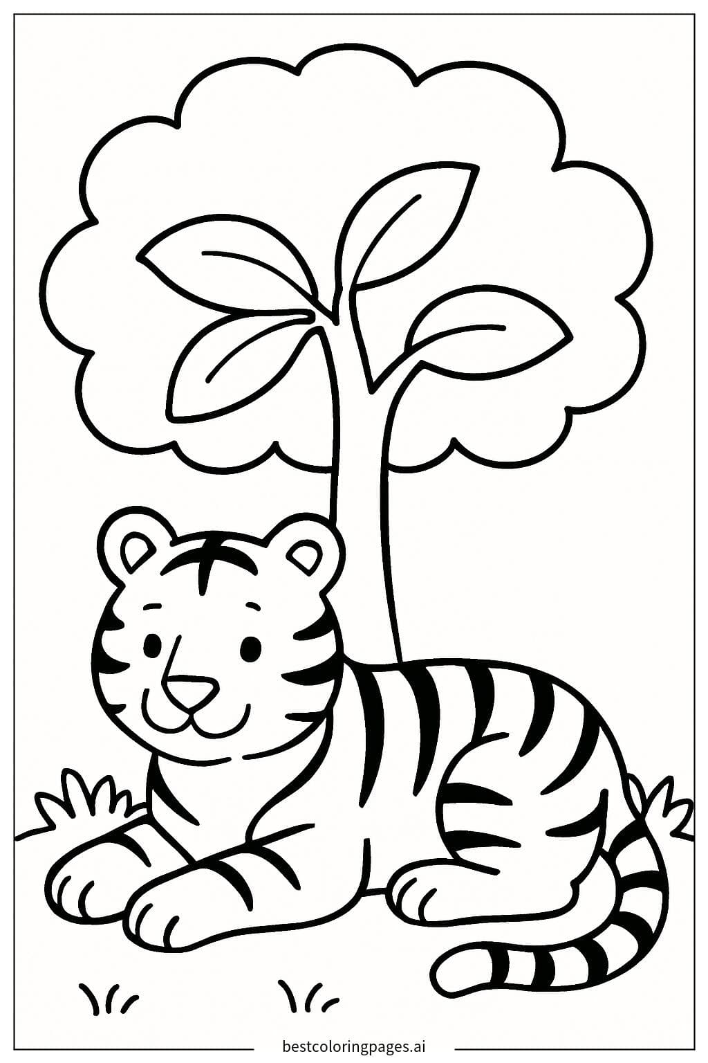 Tiger Resting Under a Tree