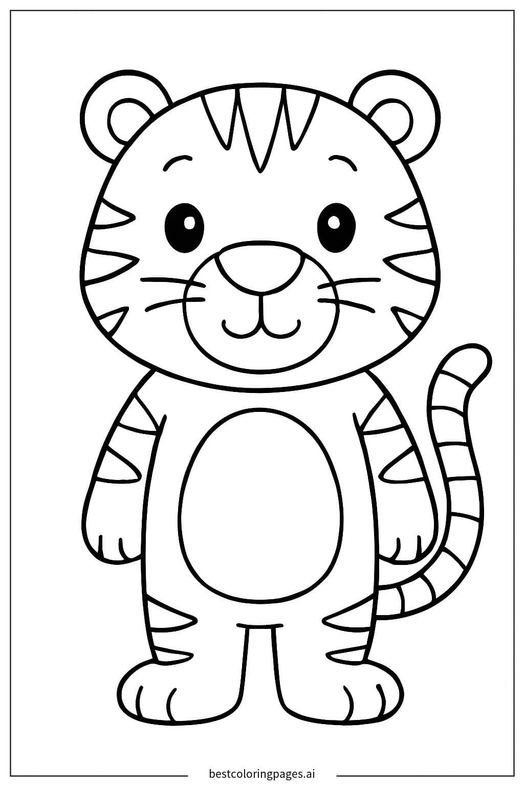 Cute Tiger Standing and Looking Forward
