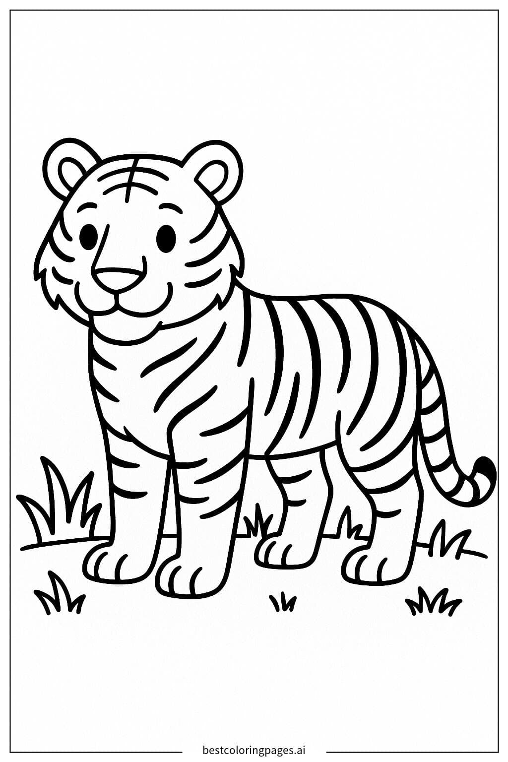 Calm Tiger in the Grass