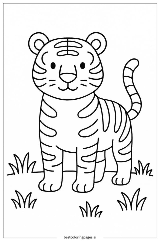 Tiger Standing Proud Coloring Pages