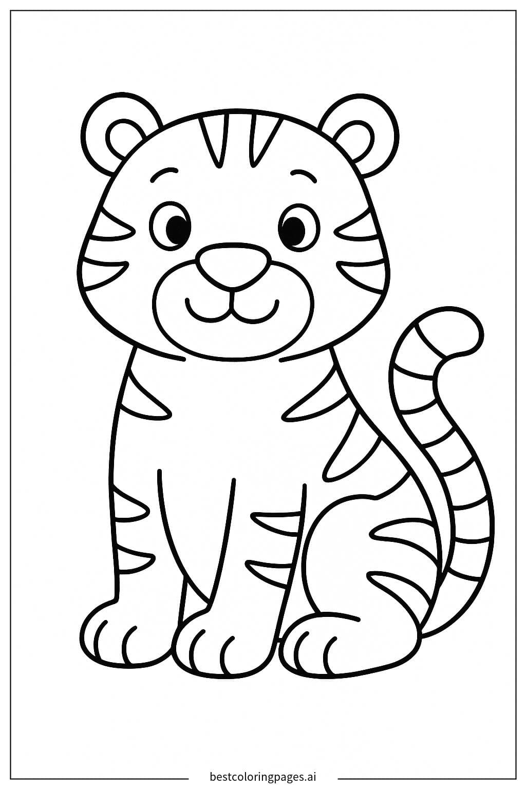 Adorable Tiger with a Curled Tail