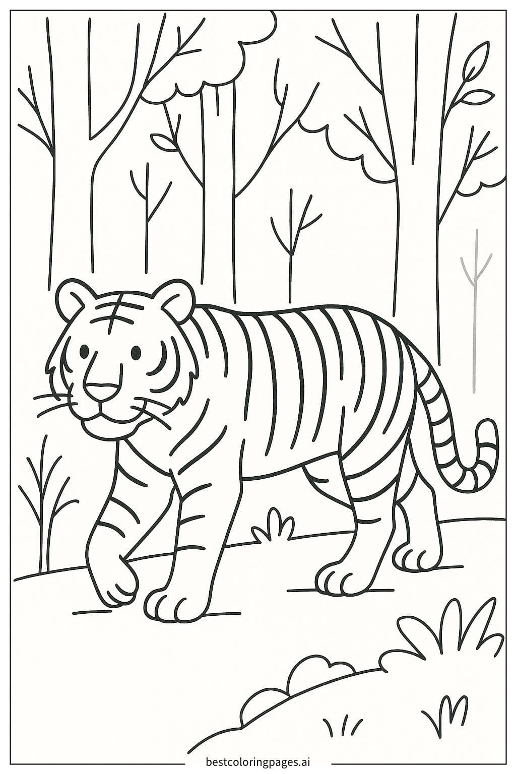 Tiger Walking in the Forest