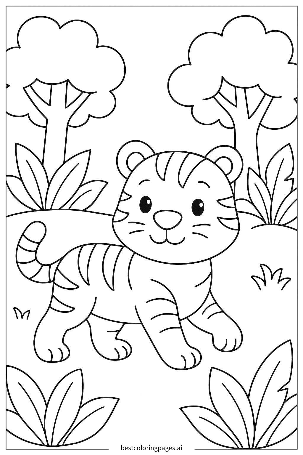 Tiger Strolling Through the Jungle