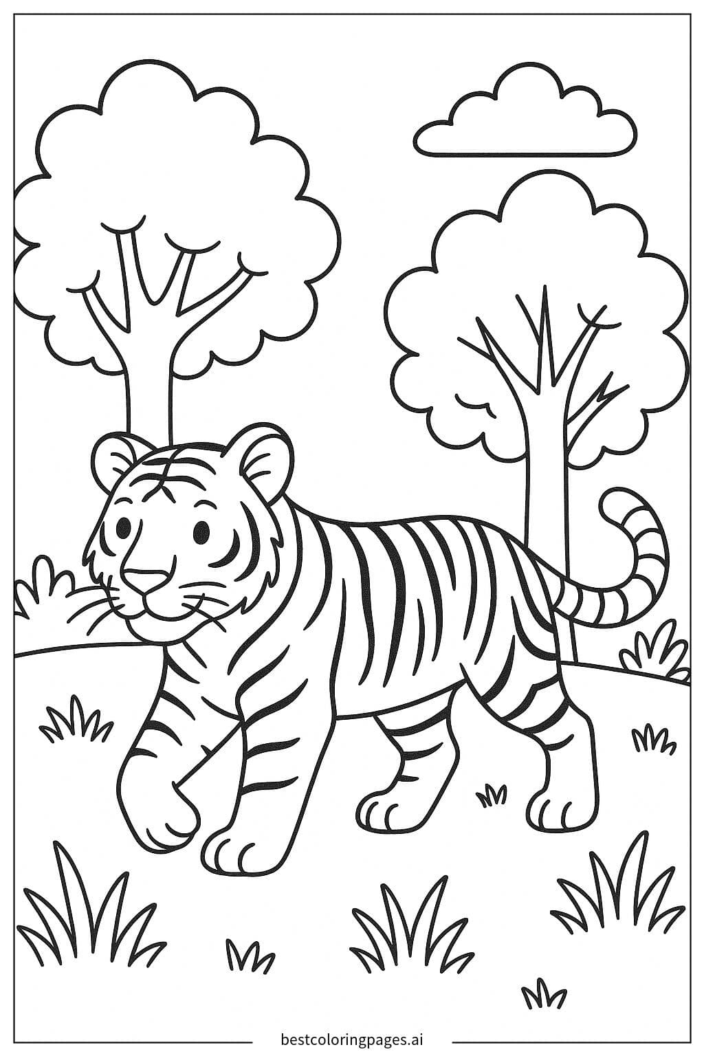 Tigre caminando por el bosque
