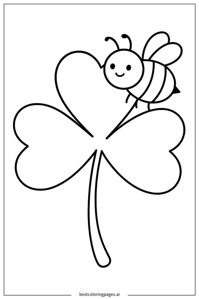 Dibujos de Pequeña Abeja Descansando en un Trébol para Colorear