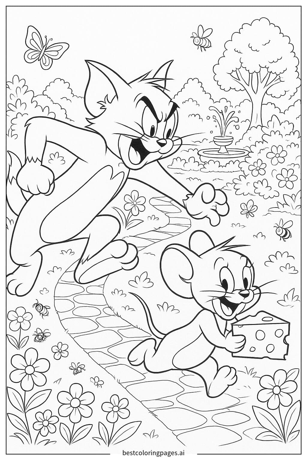 Tom and Jerry Racing in a Garden Adventure
