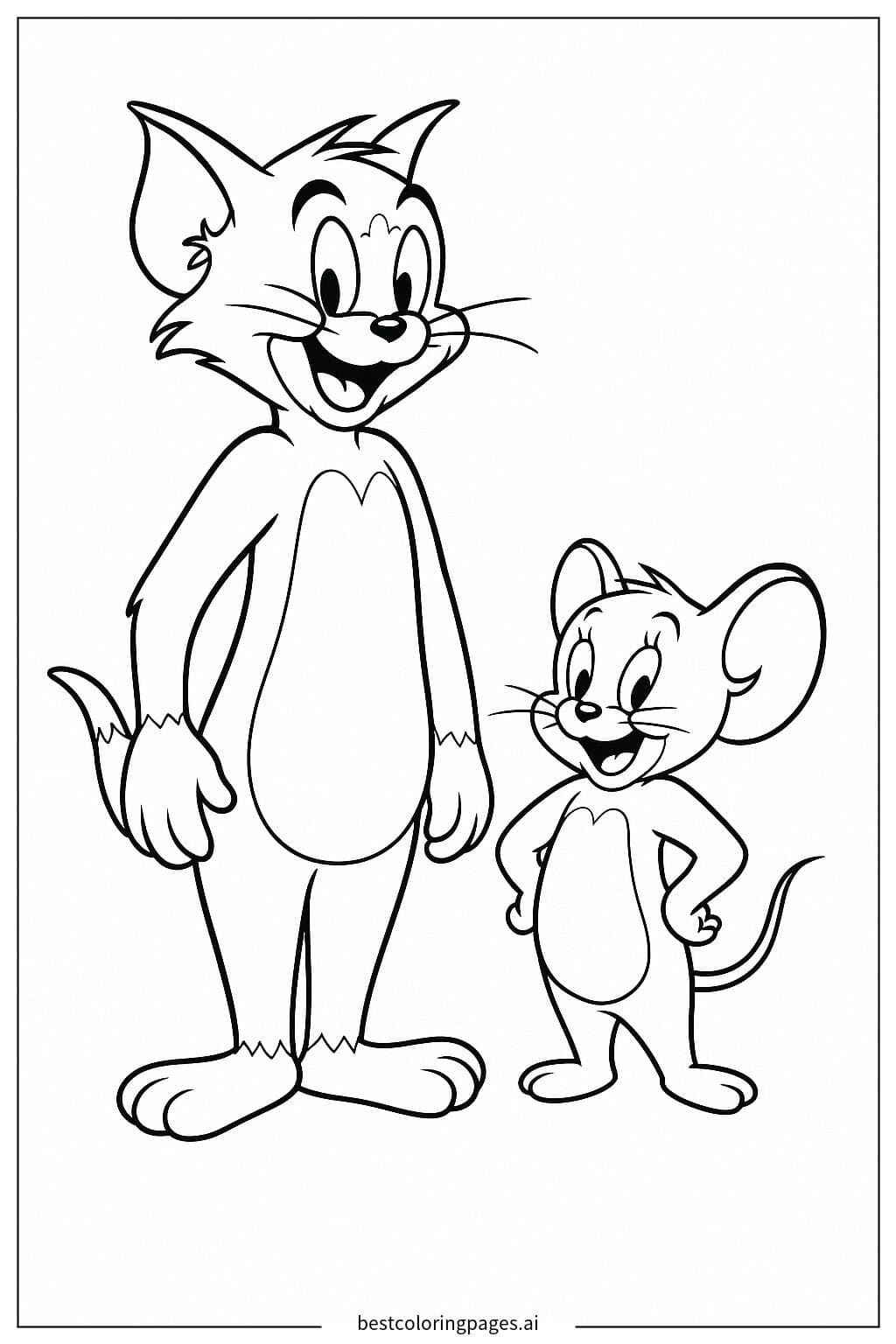 Tom and Jerry Standing Together Coloring Page
