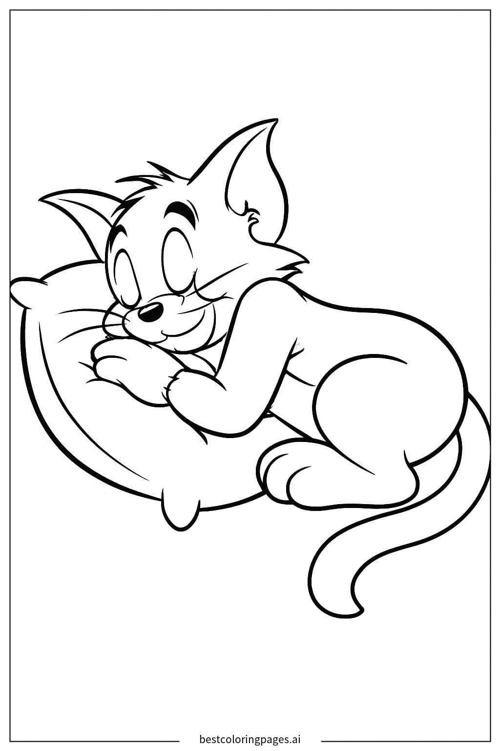 Tom Sleeping Peacefully on a Pillow