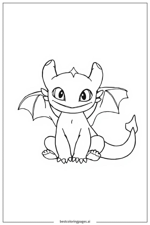 Toothless with a Playful Smile Coloring Page