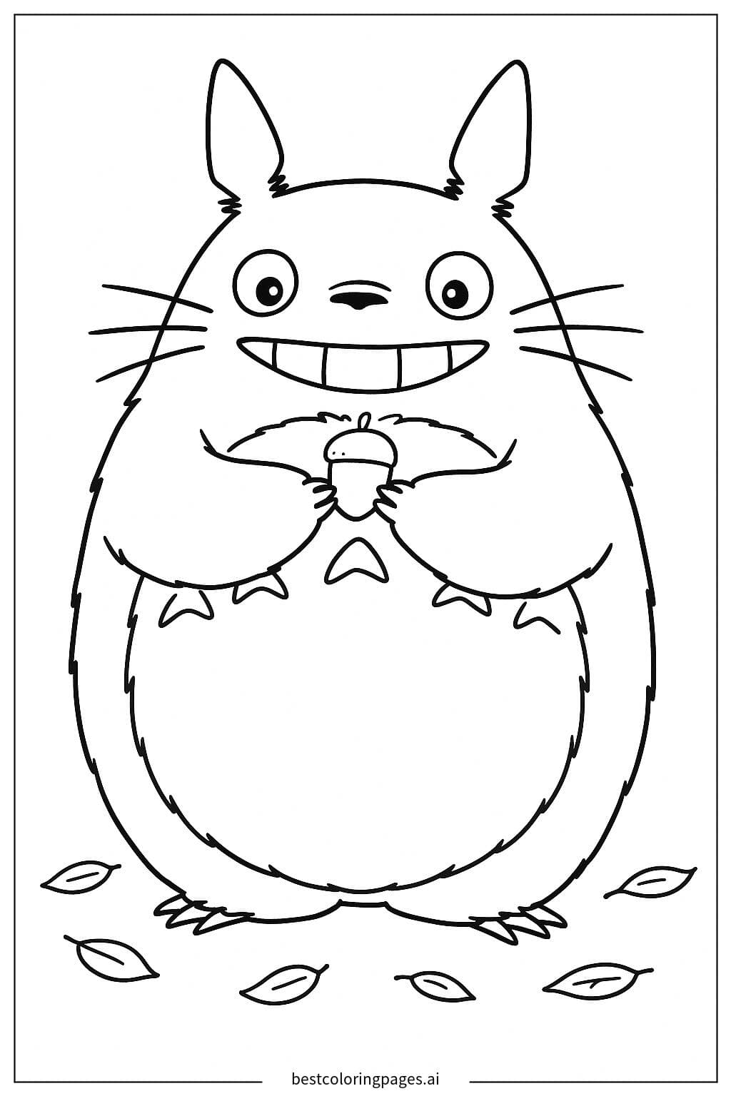 Totoro Holding a Tiny Acorn