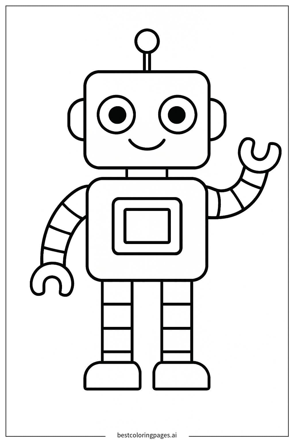 Tranh tô màu Robot đồ chơi đang vẫy tay