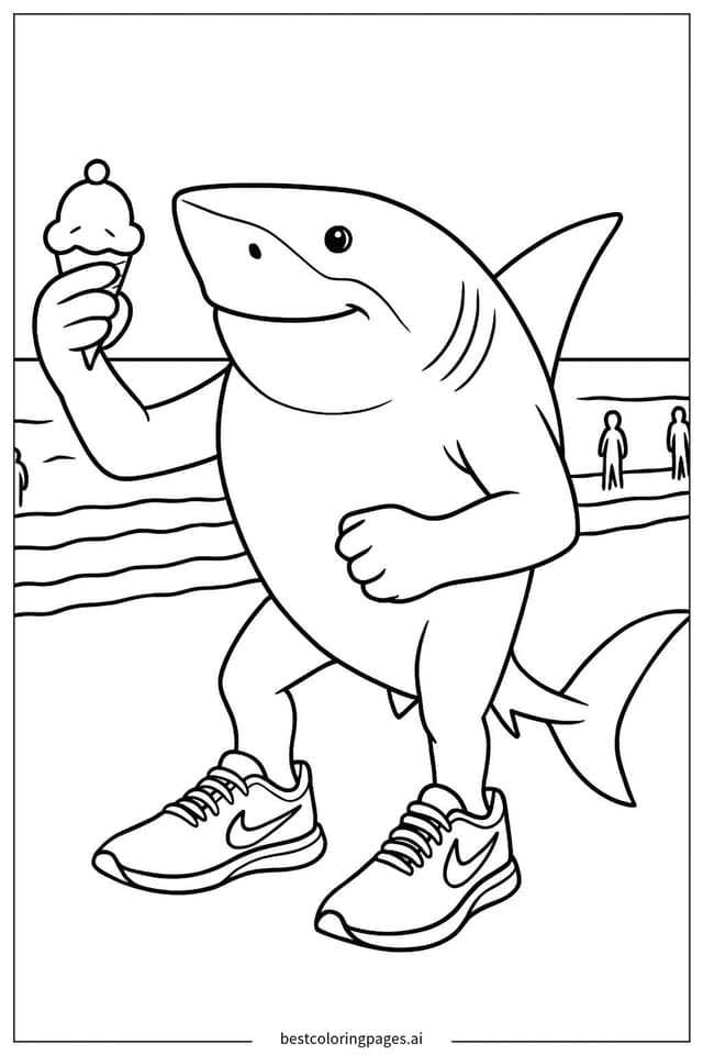 Disegni di Tralalero Tralala Gustando un Gelato da Colorare