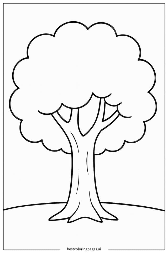 Sturdy Tree with Thick Trunk Coloring Page