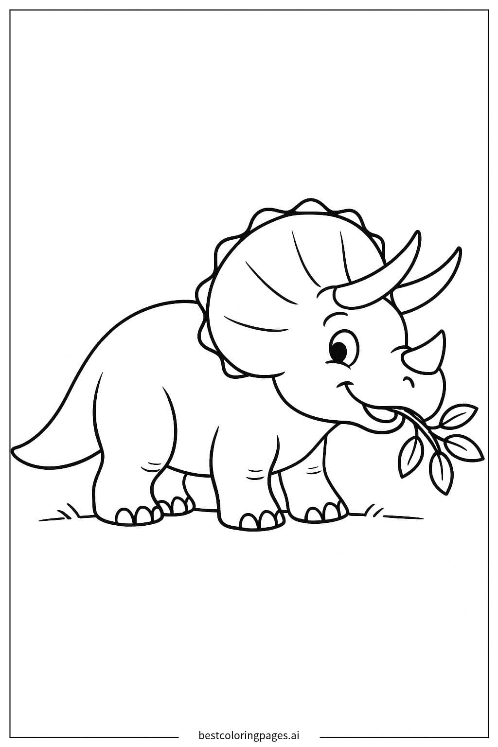 Triceratops Munching on Leaves