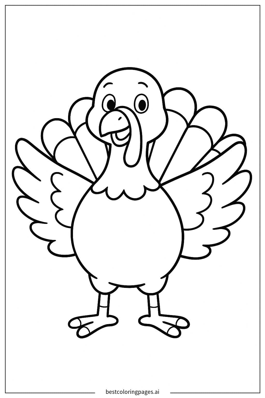 Turkey with Open Wings Coloring Page