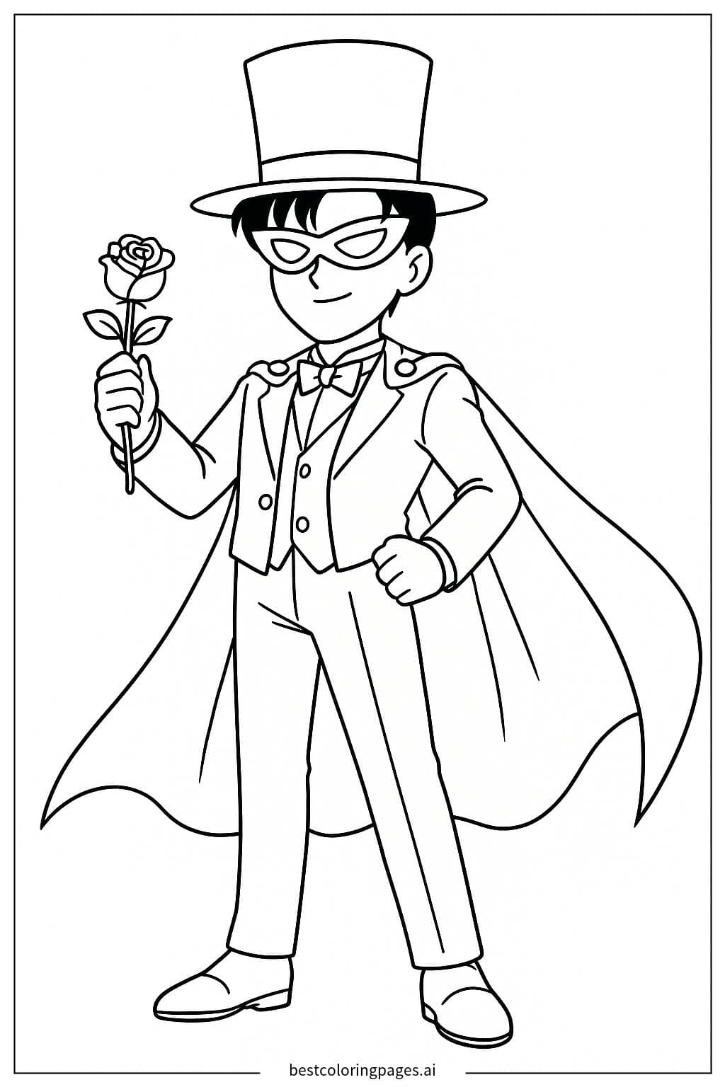 장미를 든 턱시도 가면 색칠공부