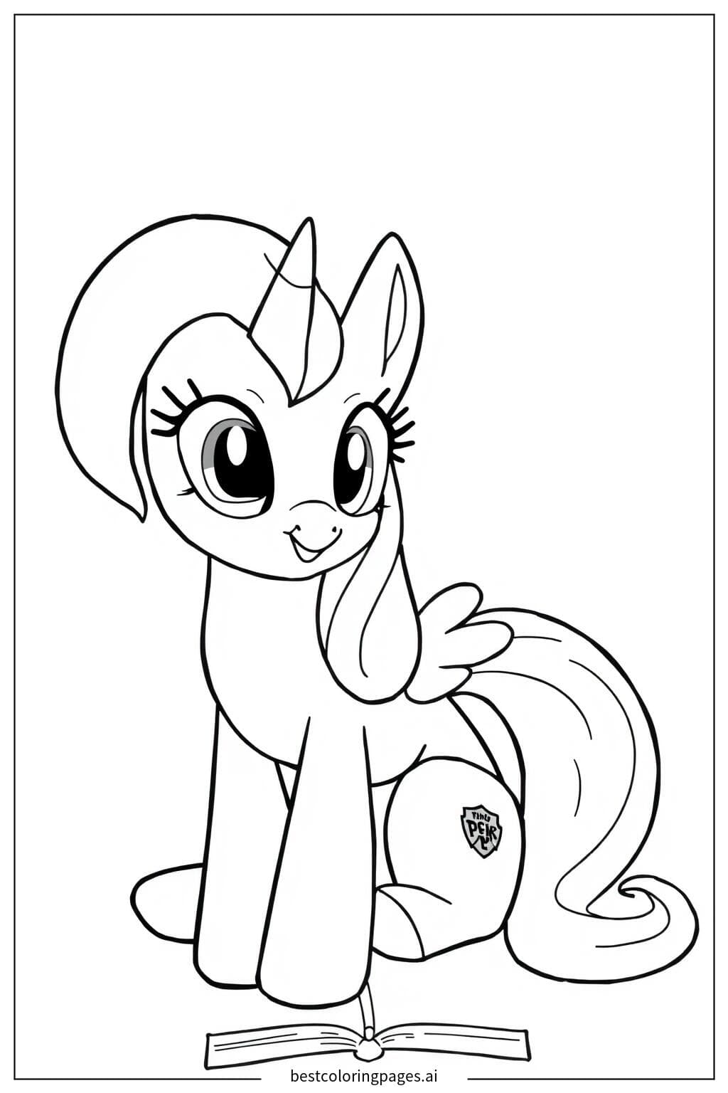 Twilight Sparkle Reading a Book Coloring Page