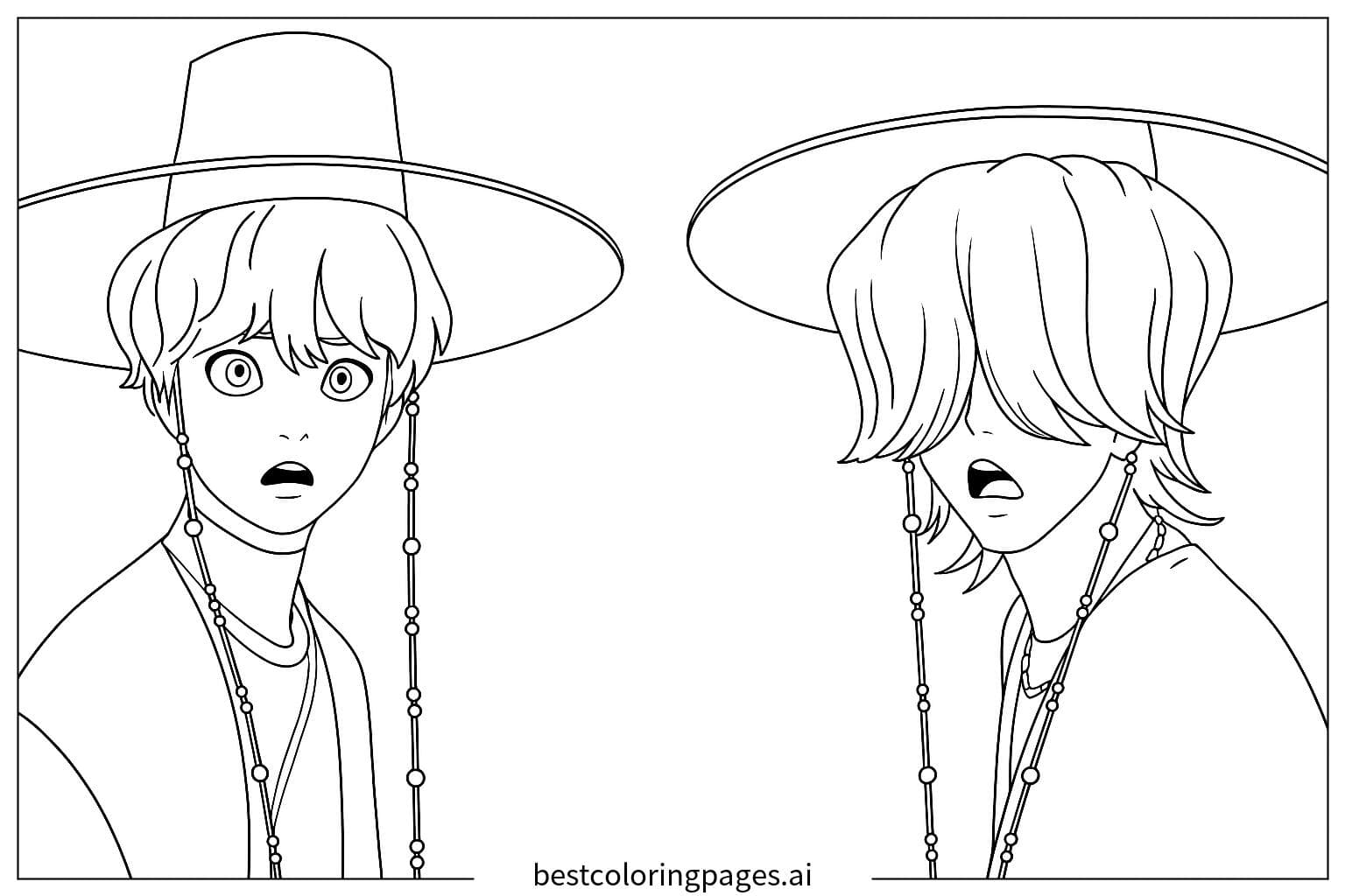 Two Characters in Traditional Korean Hanbok
