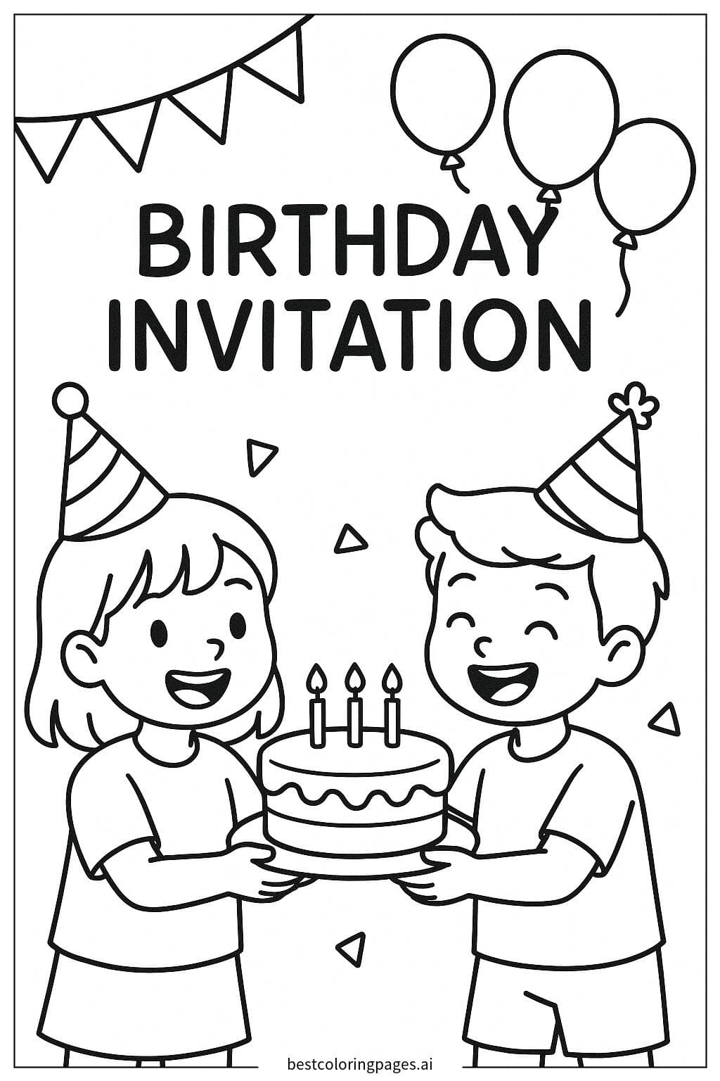 Two Kids Sharing a Birthday Cake