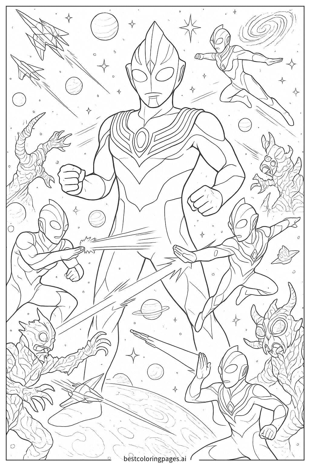 อุลตร้าแมนทีก้ากับทีมในศึกต่อสู้ในอวกาศ