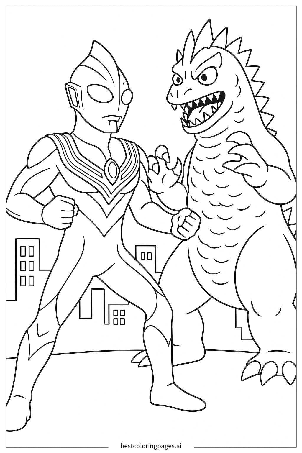 Ultraman Tiga Battles the Fierce Monster