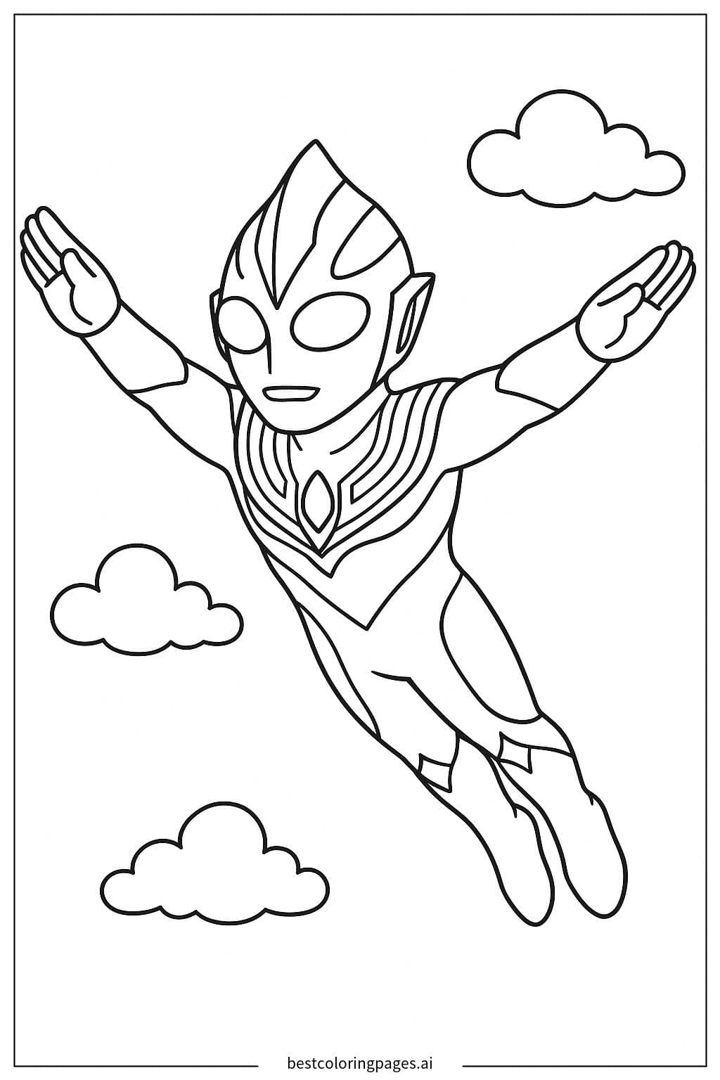 Ultraman Tiga Soaring Through the Sky