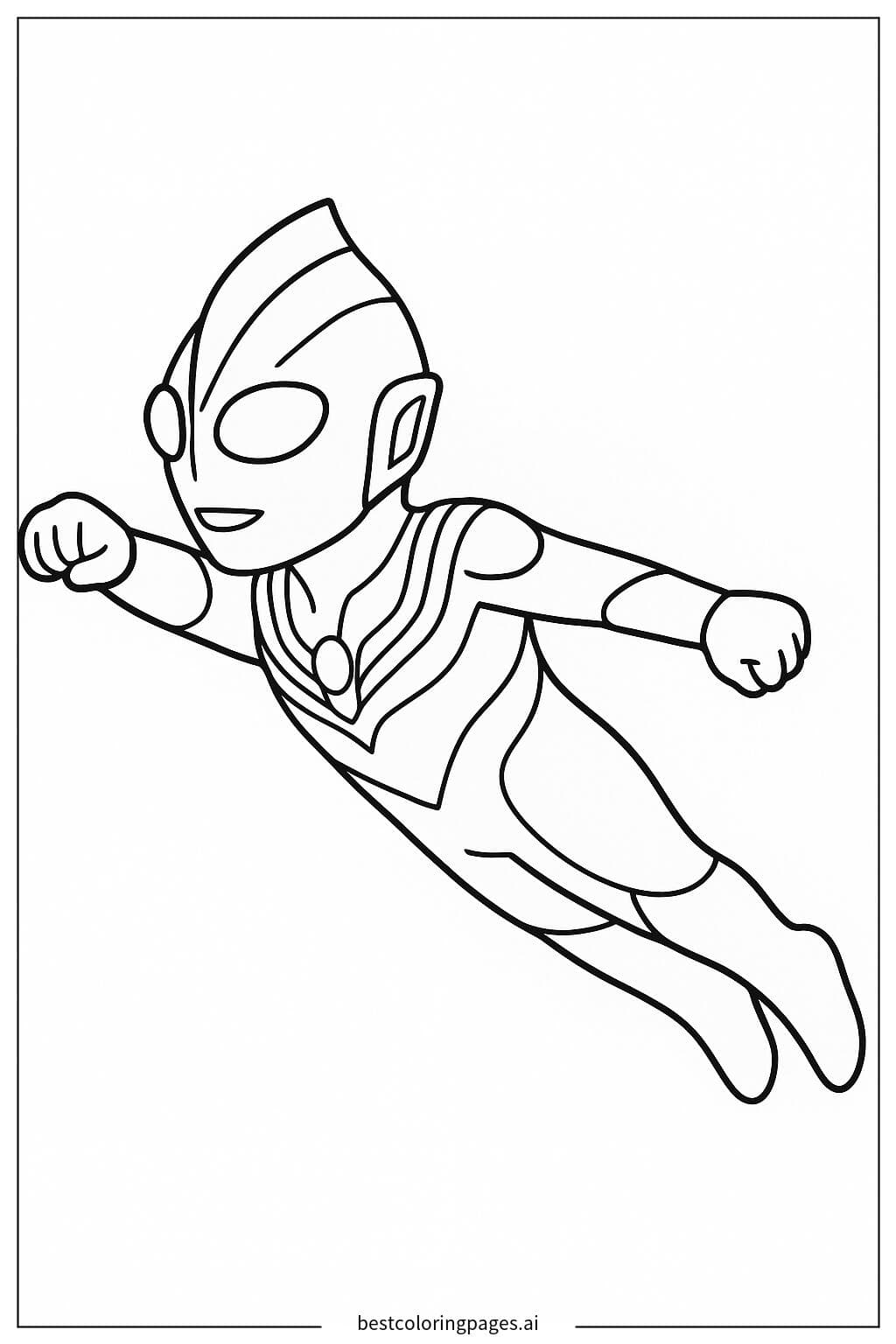 Ultraman Tiga em Pose de Voo