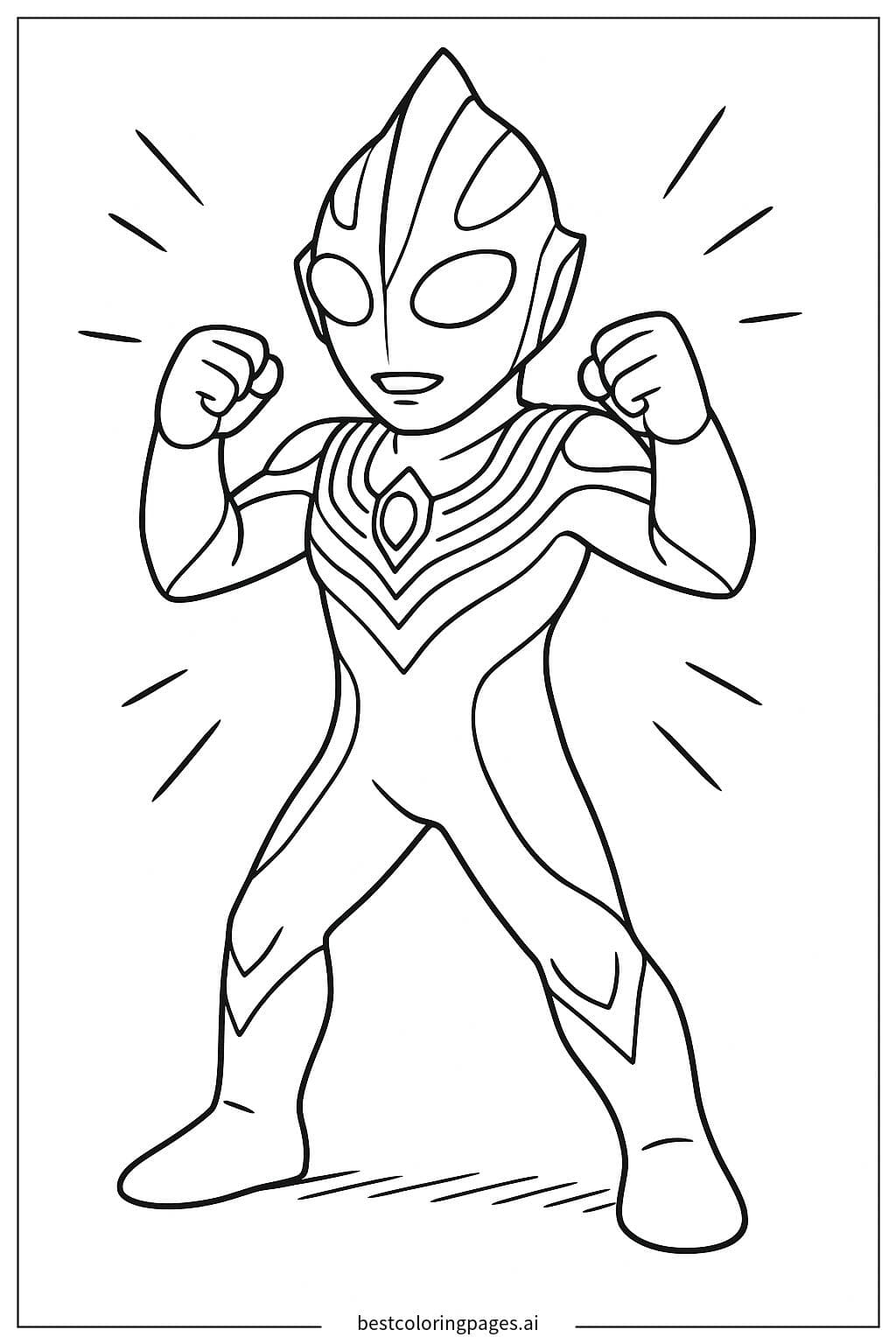 Ultraman Tiga in a Powerful Fighting Stance