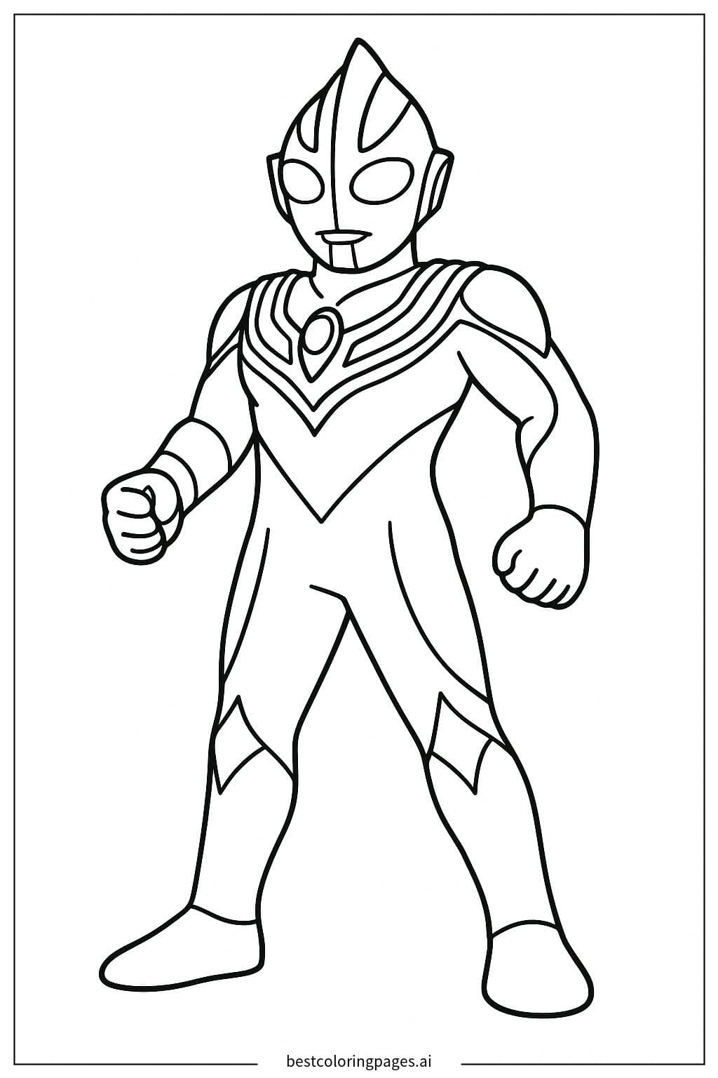 अल्ट्रामैन टिगा सरल मुद्रा कलरिंग पेज