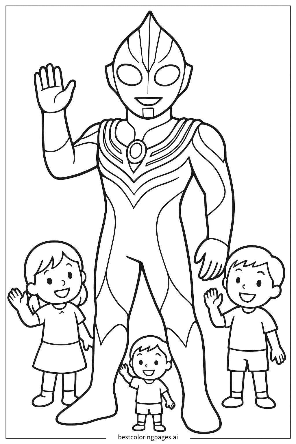 Ultraman Tiga saluta i bambini