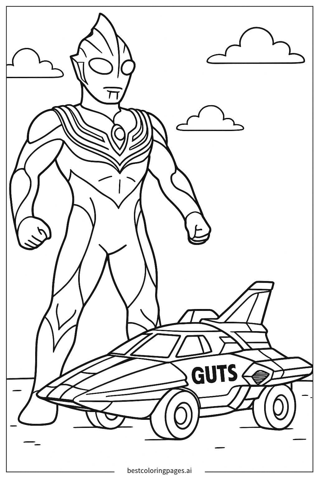 Ультрамен Тига с транспортным средством GUTS