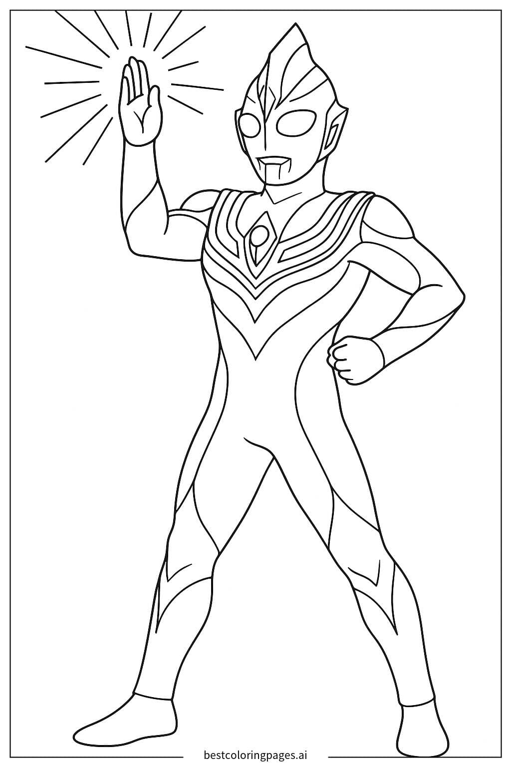 超人力霸王迪迦的光束攻擊 著色圖