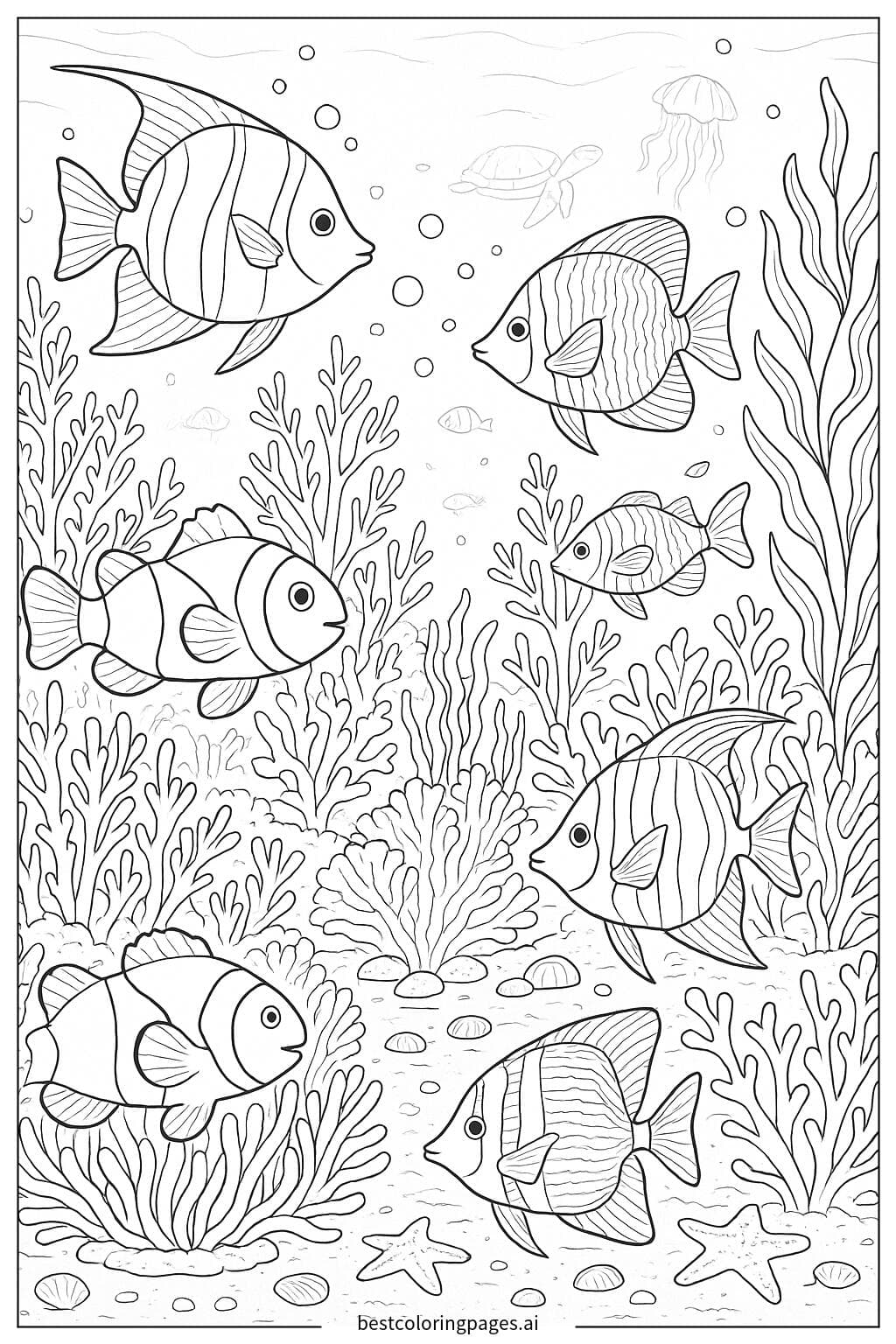 Underwater World with Various Fish