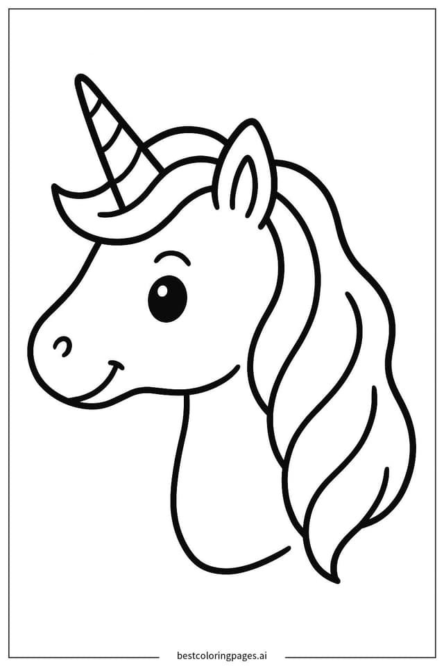 Gambar Mewarnai Profil Kepala Unicorn yang Menawan