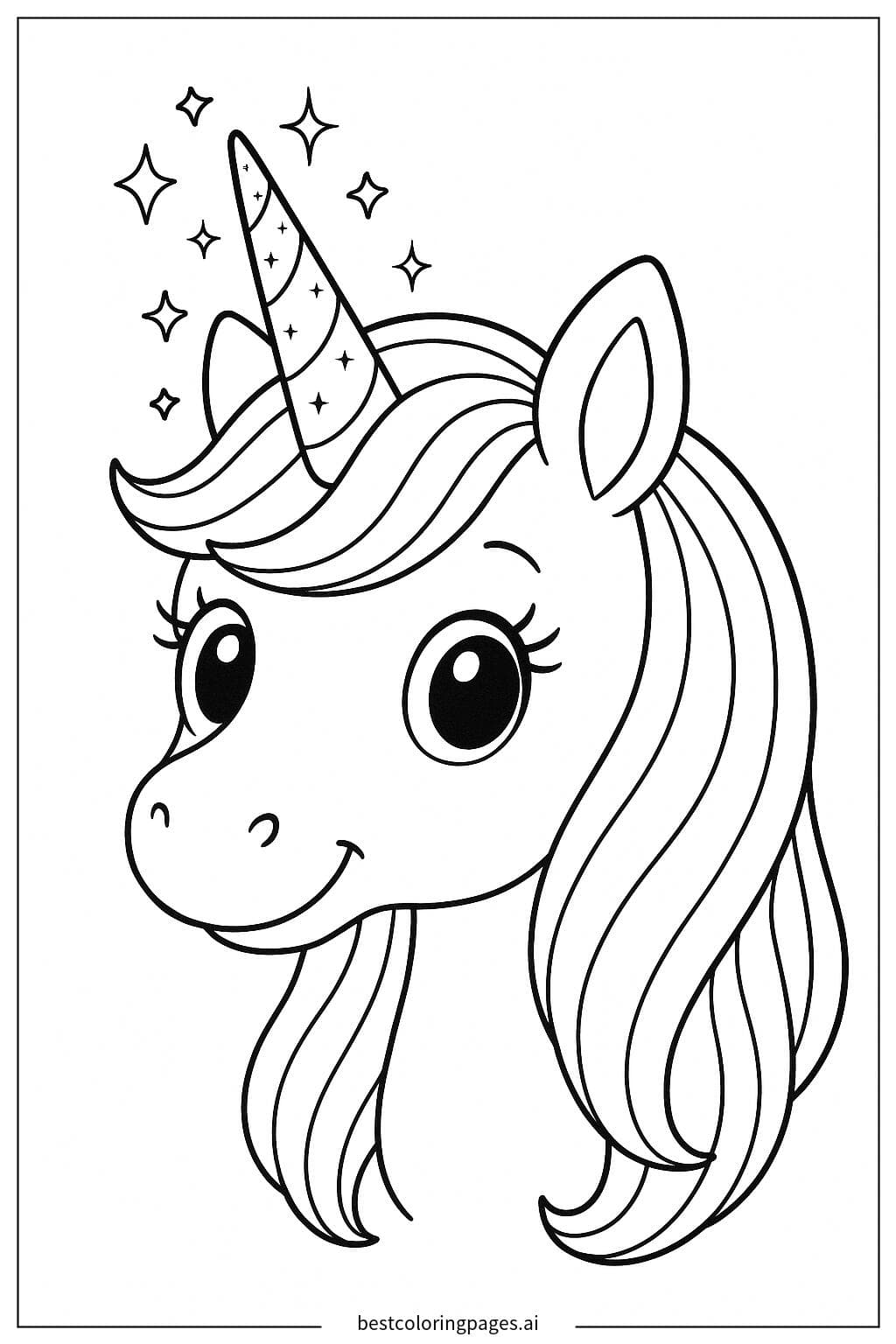 Magical Unicorn with Sparkling Horn Coloring Page