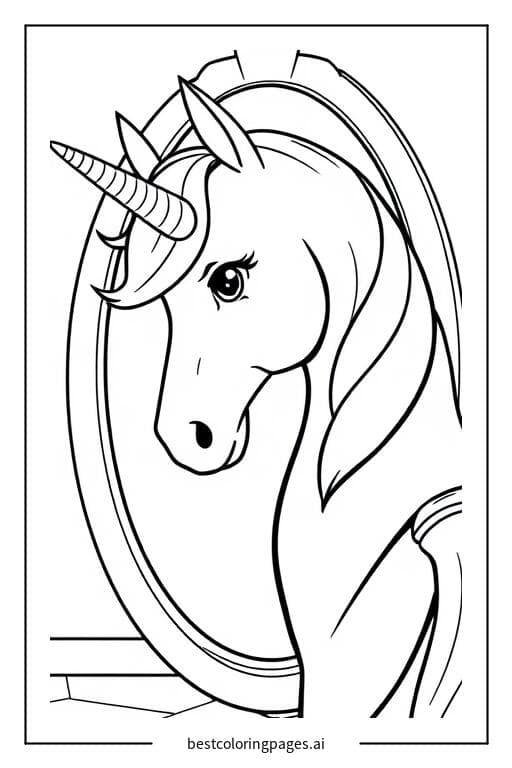 Unicorn Admiring Its Reflection