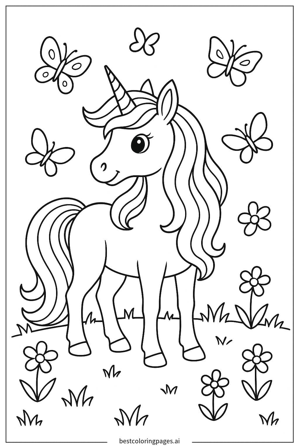 Unicorn Playing with Butterflies