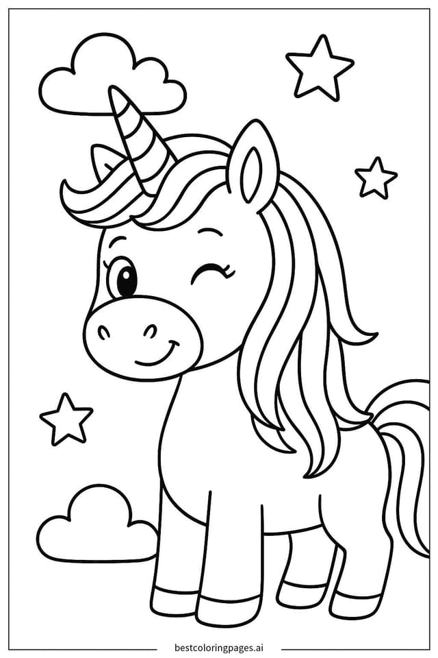 Gambar Mewarnai Unicorn Berkedip