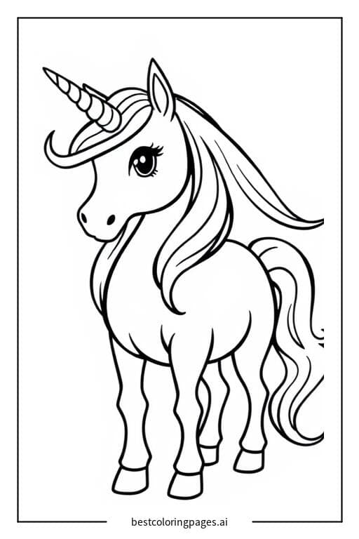 Majestic Unicorn with Flowing Mane