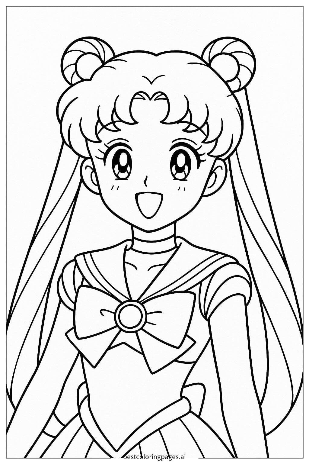 Usagi Tsukino Smiling - Sailor Moon Coloring Page