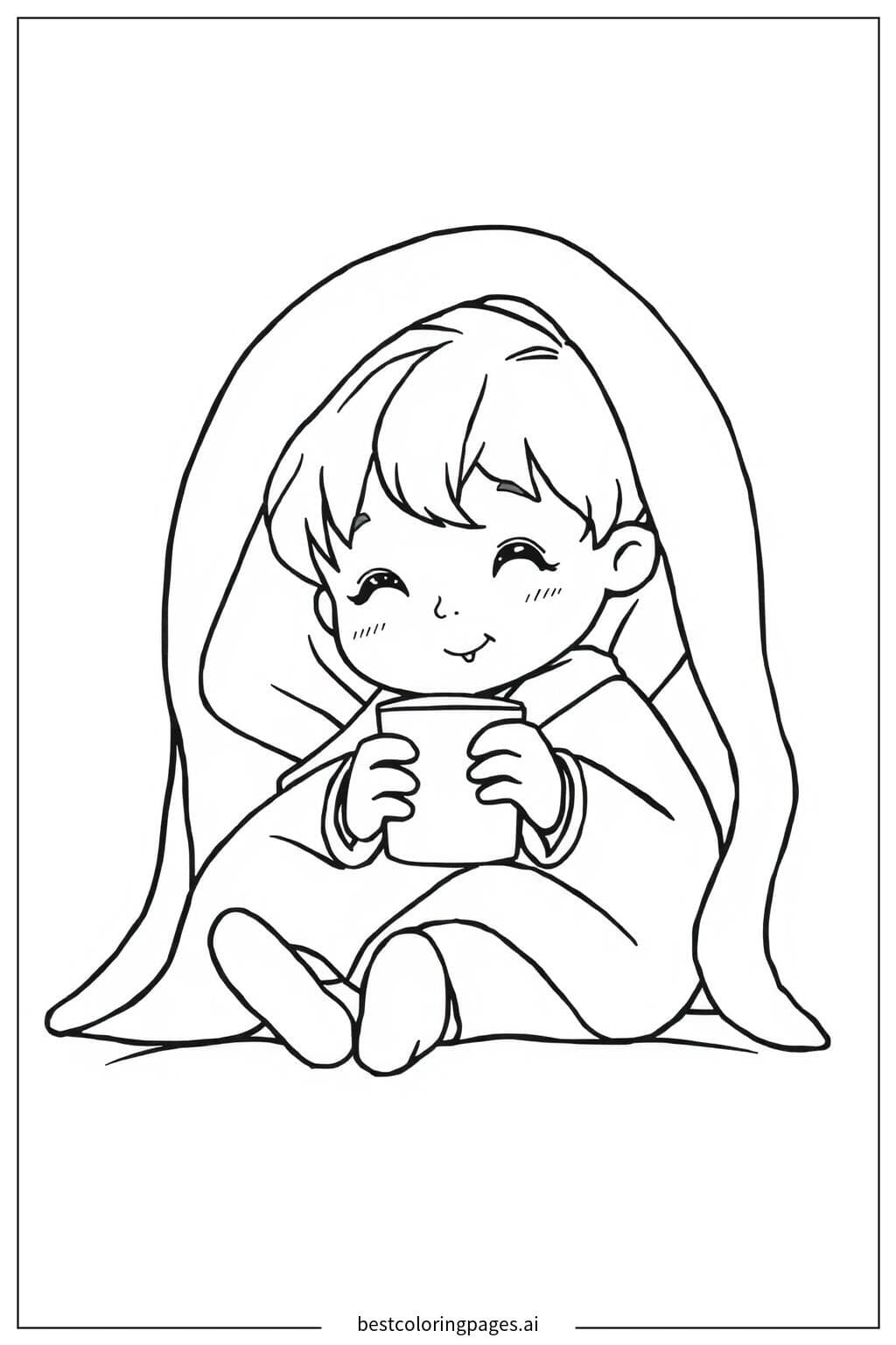 따뜻한 담요와 뜨거운 음료